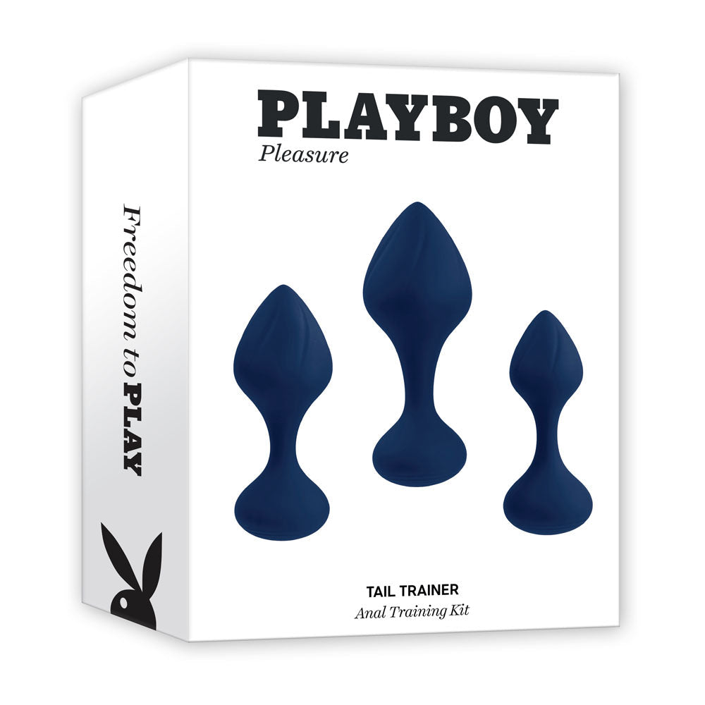 Playboy Pleasure TAIL TRAINER - Black Butt Plugs - Set of 3 Sizes Playboy Pleasure